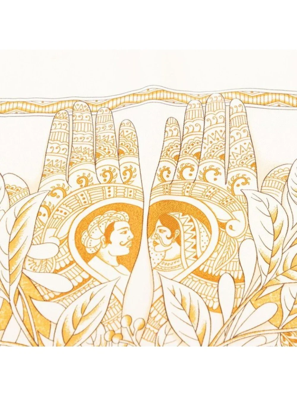 ★SOLD★ Hermes Carre 90 les Chants du Henne Henna Song Scarf Beige Multicolor - Picture 4 of 7